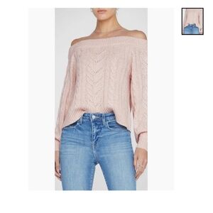 L'Agence Vest Cable-Knit Off-The-Shoulder Sweater - Size XS